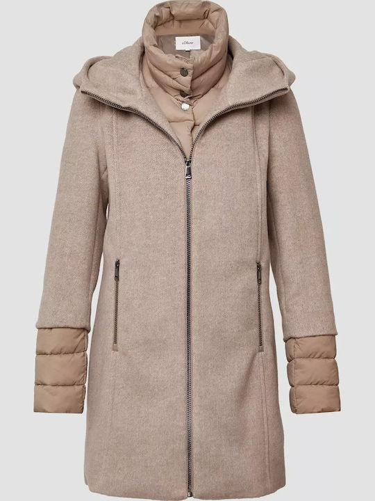 Γυναικείο Beige Παλτό με Φερμουάρ