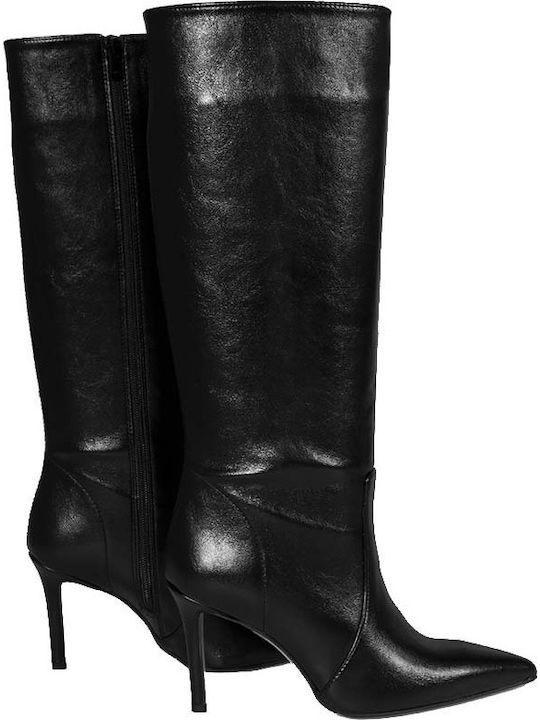 Synthetic Leather High Heel Women's Boots Black