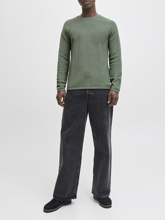 Crew Neck Long Sleeve Sweater Laurel Wreath Twist Khaki