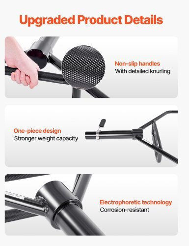 Vevor Trap Bar Olympic Type Φ50mm 20.1kg 142.5cm Length with Lock Jaw Collars