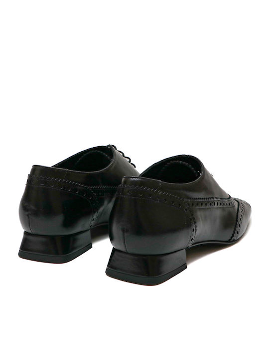 Leder Damen Oxfords in Schwarz Farbe