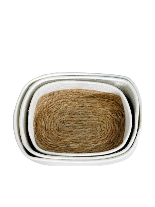 Viosarp Coș Decorativ Din Paie Alb 32x21x13 cm
