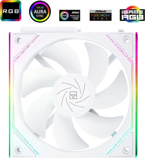 Thermalright TL-M12QRW Reverse Blade Case Fan 120mm (2000rpm / 47.6cfm) with ARGB Lighting 3pcs White