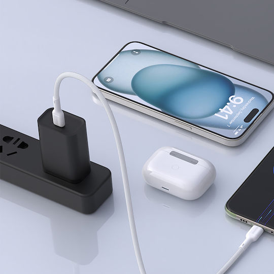 Dudao USB-C to Lightning Cable 30W Λευκό 2m