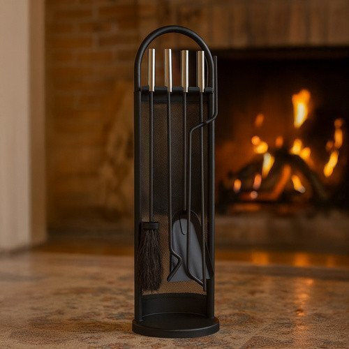 Kaminer Fireplace Tool Set with Bucket Black