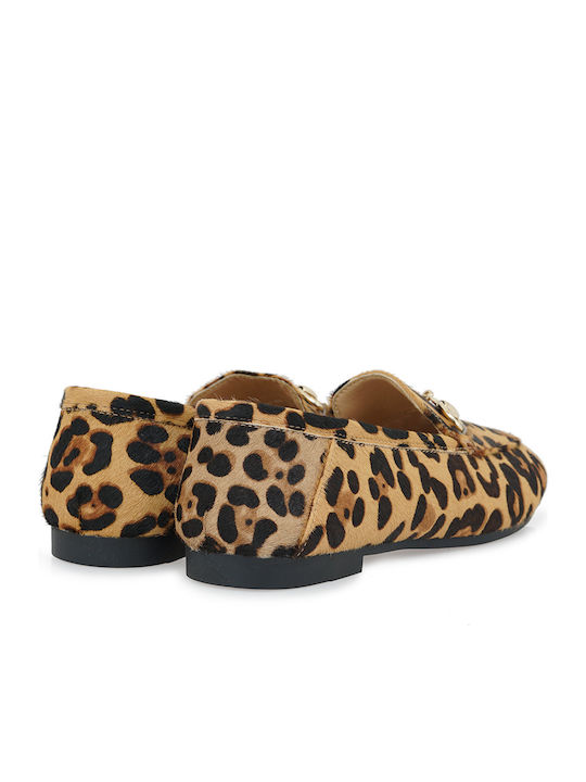 Leather Women's Loafers in Brown Color