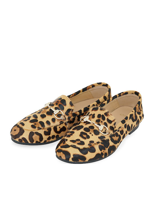Leather Women's Loafers in Brown Color