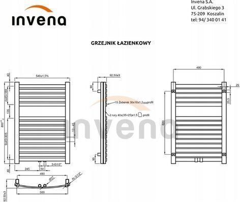 Invena Towel Rail Bathroom 800x540 Black