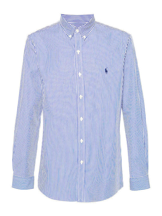 Long-sleeved Cotton Shirt Striped White/navy