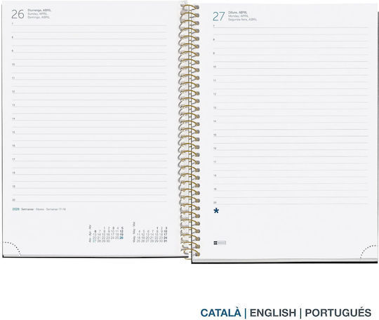 Agenda Semainier Miquelrius 2026 Format A5+ - Couverture Souple Spirale, Papier 80 G/m² - Planning Hebdo En Catalan - 6