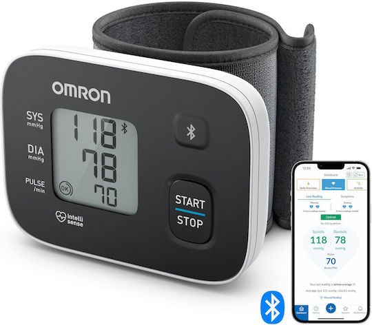 Omron RS3 Intelli IT Electronical Blood Pressure Monitor Wrist with Bluetooth HEM-6161T-D