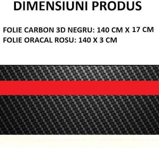Autocolant Adeziv Tuning Model "rally Stripe Carbon 3d" Dimensiune 140 X 17 Cm Culoare Negru Roșu