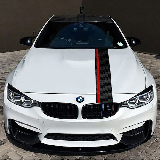 Autocolant Adeziv Tuning Model "rally Stripe Carbon 3d" Dimensiune 140 X 17 Cm Culoare Negru Roșu