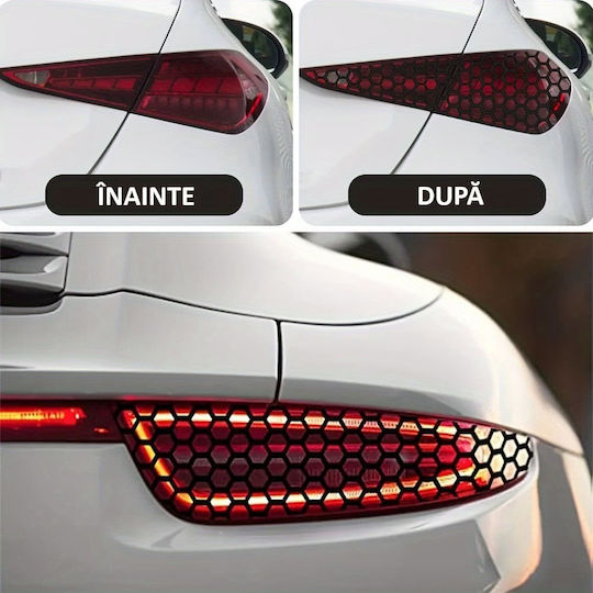Set 2 Foi Adezive Decorare Stopuri Auto Dimensiune 2 X 48 X 30cm Culoare Negru Mat Model Fagure