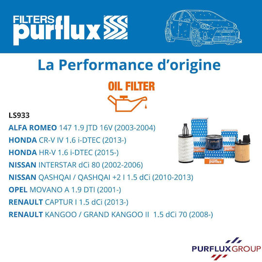 Filtru de Ulei Purflux Filtru de Ulei pentru Motor Filtru de Ulei cu filet LS933