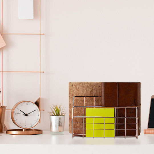 Relaxdays Document Holder Desk 3 Compartments Metal Standing Storage Compartments Hxwxd Rose Gold