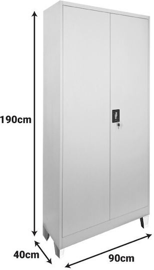 Doppelflügeliger Außenschrank Ugren Metallisch mit Verriegelungsfunktion 90x40x190cm