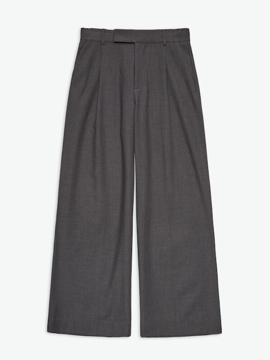 Women's Fabric Trousers Regular Fit Dark Grey