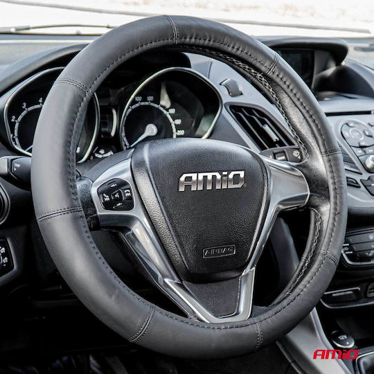 Alista Home Husă Volan Auto Din Piele Negru cu Cusătură Neagră