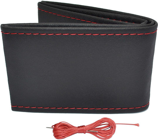 Alista Home Husă Volan Auto cu Diametru 39cm Din Piele Roșu cu Cusătură Roșie