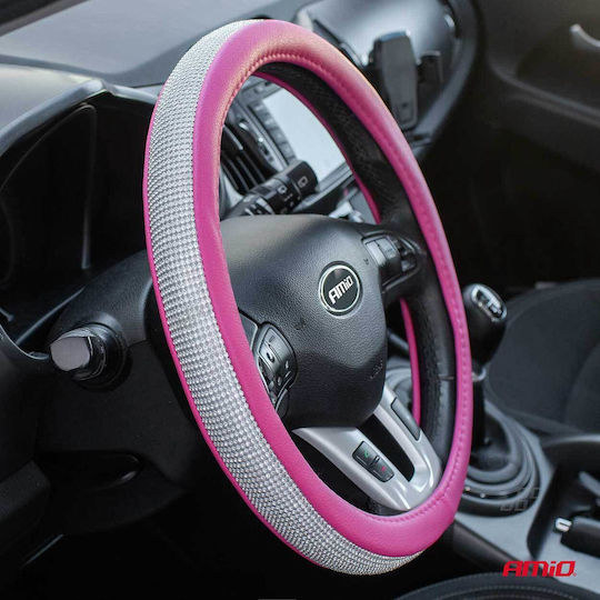 Alista Home Husă Volan Auto Sintetic Roz cu Cusătură Roz