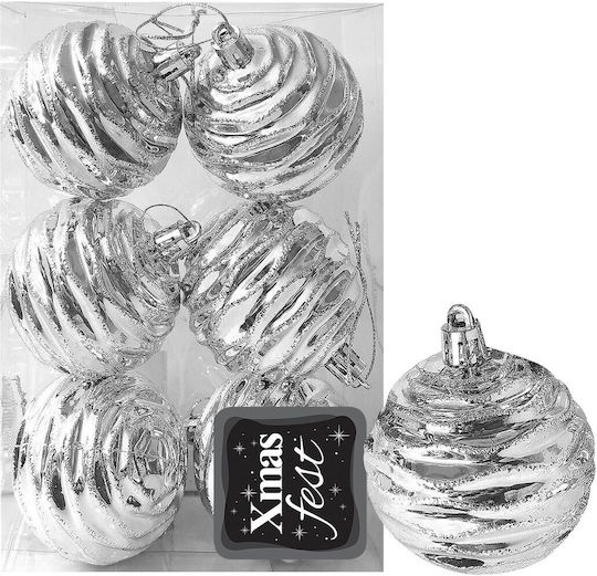 Ornament suspendat Glob Argintiu 6buc Set 6buc
