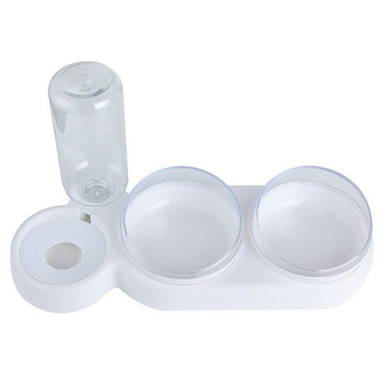 Alista Home Automat Plastic Bol Mâncare & Apă pentru Pisică 2x 500ml 38cm în Culoare Alb
