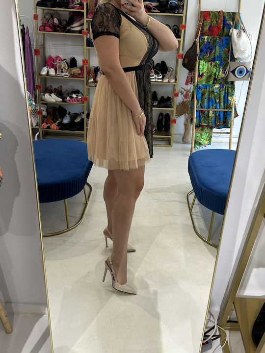 Лятна Mini Рокля за Сватба и Кръщене с Дантела Черна
