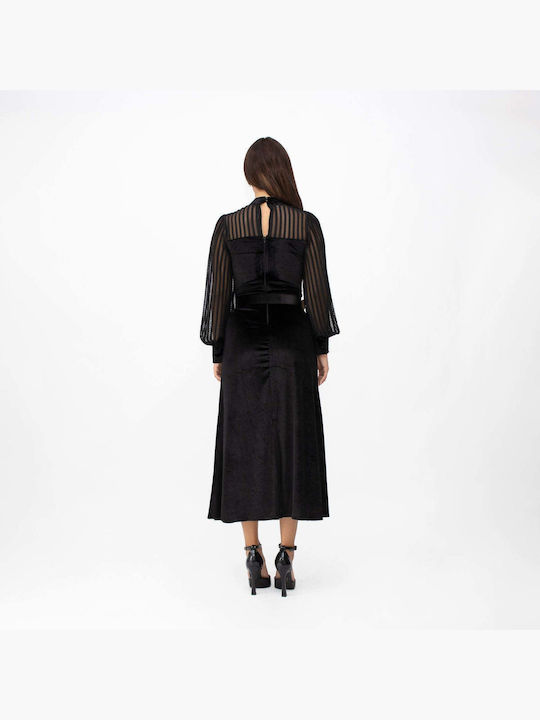 Rochie Midi De Seară Din Catifea Neagră