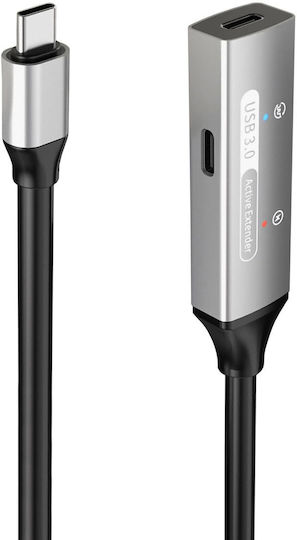 PremiumCord Редовна USB 3.2 Кабел USB-C мъжки - USB-C женски Сив 10м