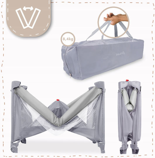 MalPlay Baby Playpen with Mattress Grey 120x60cm