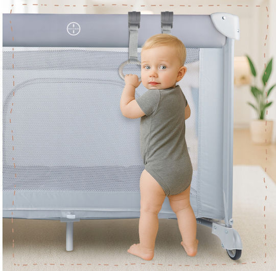 MalPlay Baby Playpen with Mattress Grey 100x100cm