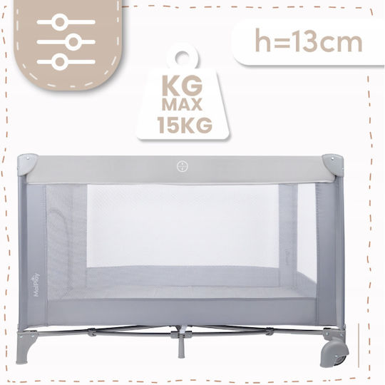MalPlay Baby Playpen with Mattress Grey 120x60cm