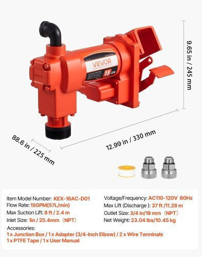 Vevor Electric Car Transfer Pump Oil / Diesel / Petrol 380W
