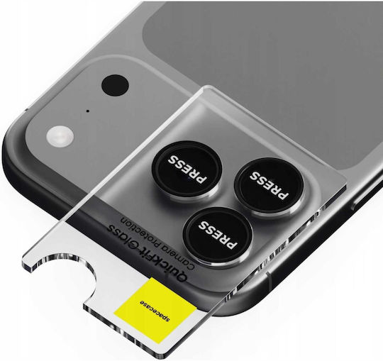 Spacecase Quickfit Προστασία Κάμερας Tempered Glass Μαύρο για το iPhone 17 Pro, iPhone 17 Pro Max