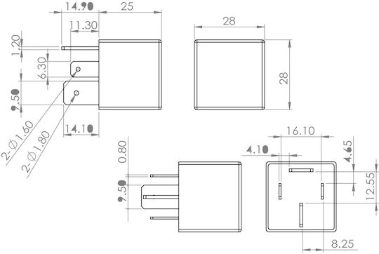 Bosch 0986ah0082 Power Relay 12V 70A IP5K4 Operating Temperature From 40° To 125° Normally Closed Relay 4 Pins