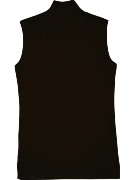 Fără mâneci Black Tricou pentru femei Pulover cu guler înalt