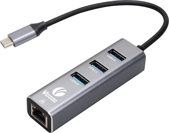 Vcom Dh311b Docking Station Usb-c To 3x Usb-a 1x Rj45 Gray