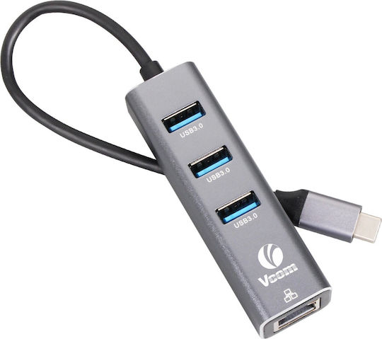 Vcom Dh311b Docking Station Usb-c To 3x Usb-a 1x Rj45 Gray