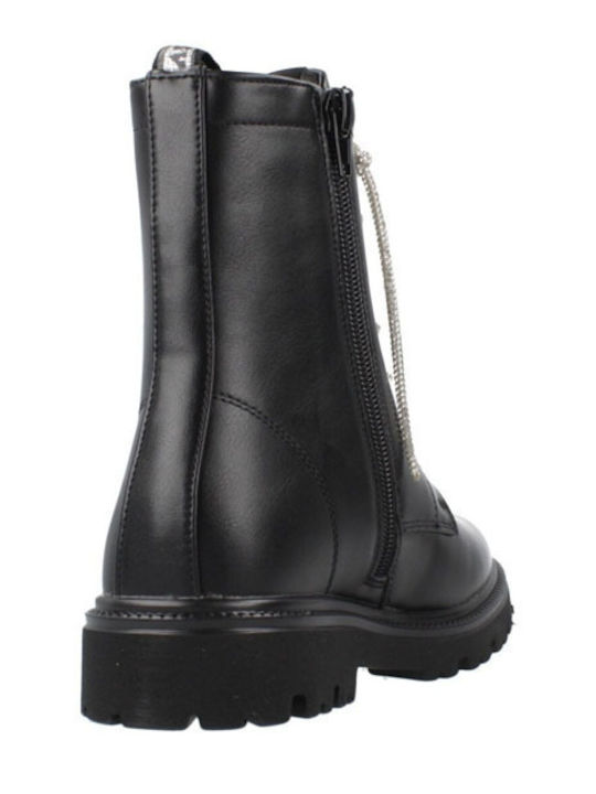 Anatomical Leather Kids Boots with Zipper Black