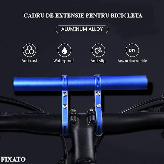 Extensie Ghidon Bicicletă Trotinetă Electrică Suport Telefon Trotinetă Pedometrul Claxon 20 Cm Include Bandă De Cauciuc Antizgârieturi Ghidon Fixato Albastru