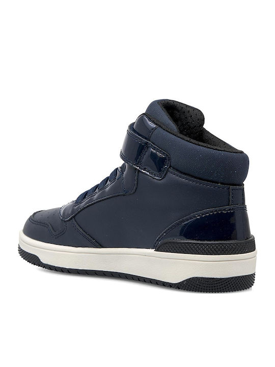 Leather Kids Boots with Velcro Blue