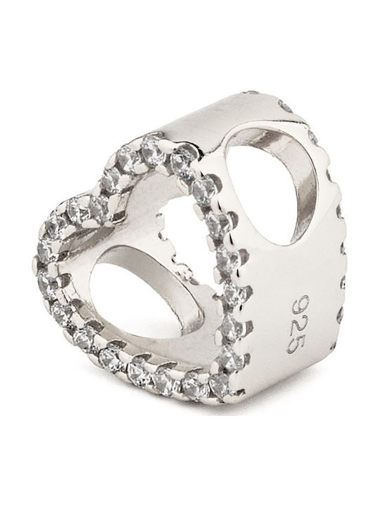 George Art Jewels Herz Charm aus Vergoldetem Silber mit Zirkon