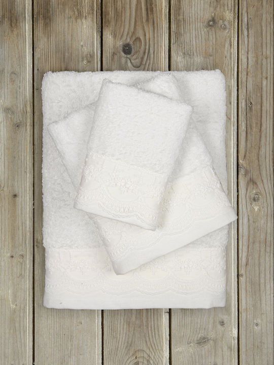 Nima Bath Towel Set 3pcs Amour White Weight 450gr/m²