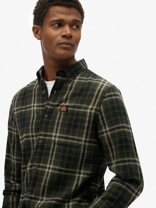 Lumberjack Long Sleeve Cotton Shirt in Regular Fit Checked Green