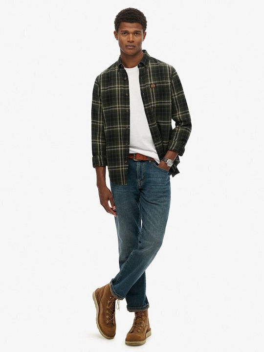 Lumberjack Long Sleeve Cotton Shirt in Regular Fit Checked Green