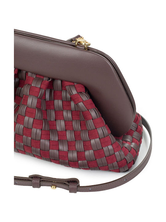 Damenhandtasche / Schultertasche aus Wildleder Burgunderrot