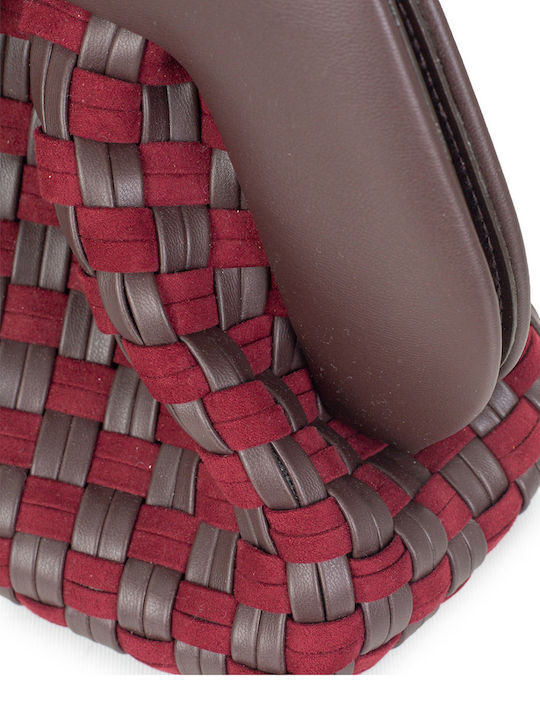 Damenhandtasche / Schultertasche aus Wildleder Burgunderrot
