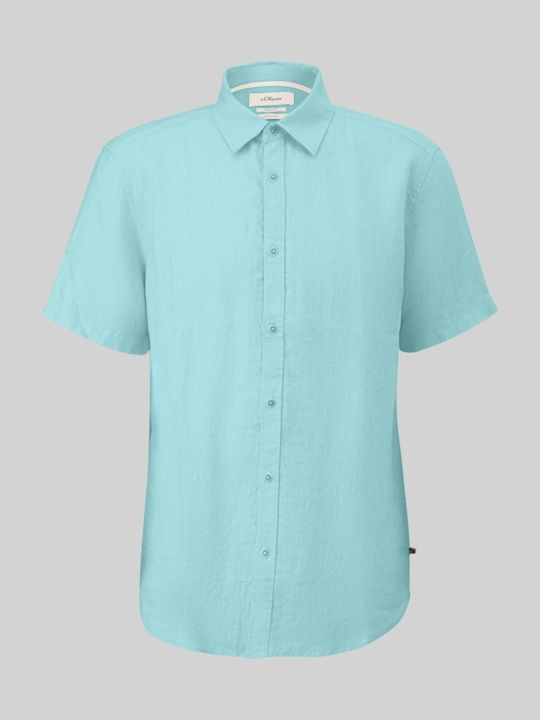 Kurzärmlig Leinen Hemd Light Blue