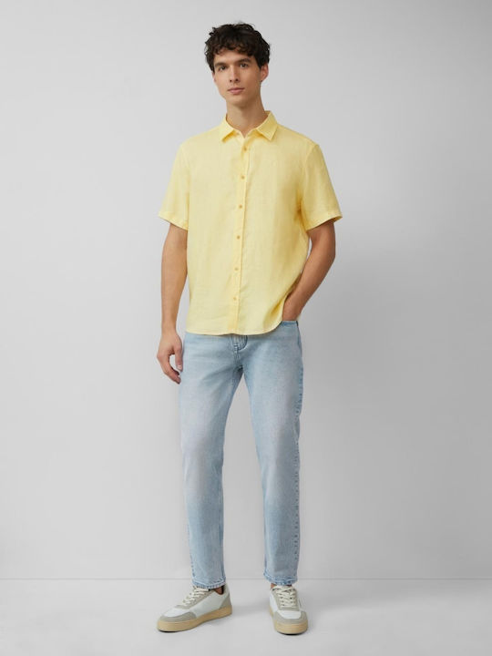 Short-sleeved Linen Shirt Yellow